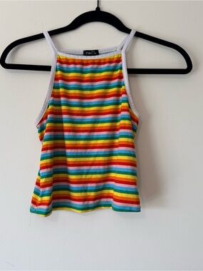 Rainbow Stripe Crop Tank Juniors’ Small Rue 21 Y2K Colorful Fun Summer Top